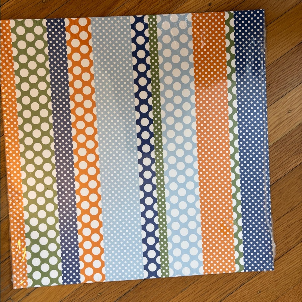 Stampin' Up! Polka Dot Striped Scrapbook Paper - Blue, Orange, Green, Navy